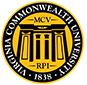 Virginia Commonwealth University seal featuring a black and yellow circle containing an image of a column structure with the initials MCV and RPI, along with the founding year 1838, serves as an emblem in their video case studies.