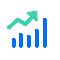 A graphical icon with a blue bar chart and a green upward-trending line graph above it.