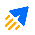 A blue paper plane icon with three yellow lines beneath it, suggesting motion, sits on a white background, representing the dynamic interface found on the Kaltura Customer Page.