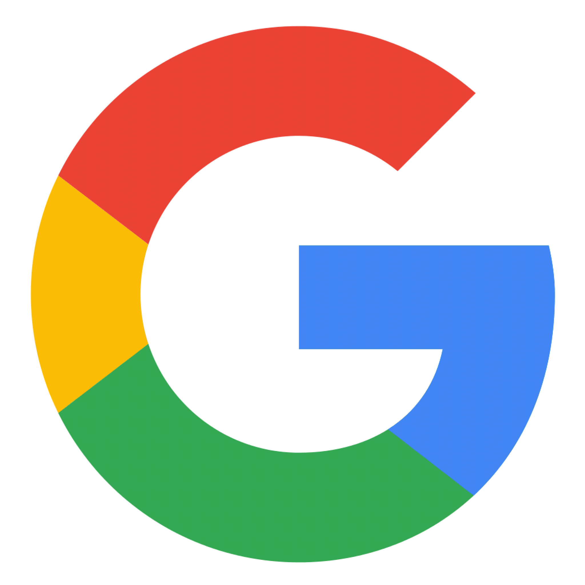 The image shows the Google logo, consisting of a capital letter "G" divided into four colored segments: red, blue, yellow, and green.