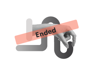 A hand forming a gesture with index finger and thumb almost touching is overlaid with the word "Ended" on an orange stripe.