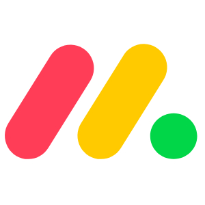 Logo consisting of a red diagonal bar, yellow diagonal bar, and a green circle, often associated with monday.com.