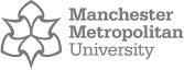 Logo of Manchester Metropolitan University featuring a stylized flower-like emblem and the university's name in grey text.
