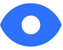 Bright blue eye icon with a white center, representing vision or viewing.