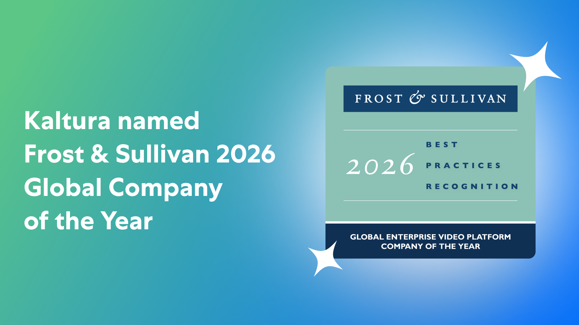 Kaltura Named Frost and Sullivan 2026 Global Company of the Year